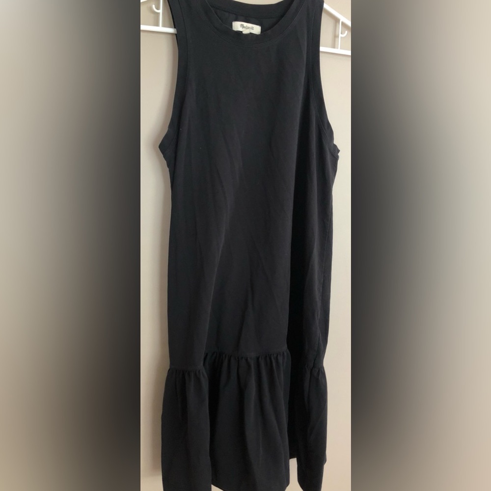 MADEWELL Black Ruffled Hem Sleeveless Knit Dress  Size M